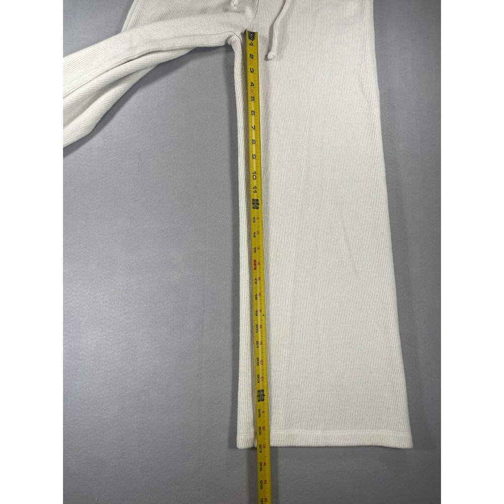GB Women Off White Ribbed Knit Wide Leg Drawstring Lounge Pants XS - Picture 5 of 8